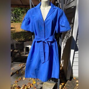Vintage Magaschoni XL Silk Blend Belted Shirt Dress